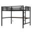 Lit mezzanine double en métal avec prise de courant, lumière DEL et bureau, noir