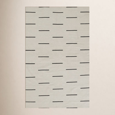 Malmo Ivory Black Hand-Woven Geometric Outdoor Rug