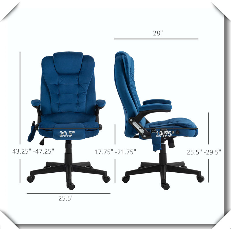 Fauteuil de bureau en velours, Polyester, Bleu très foncé