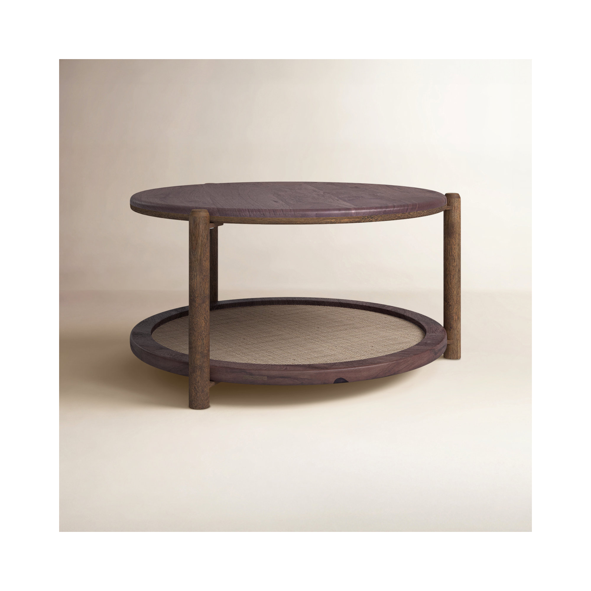 Avalon Walnut And Cane Side Table