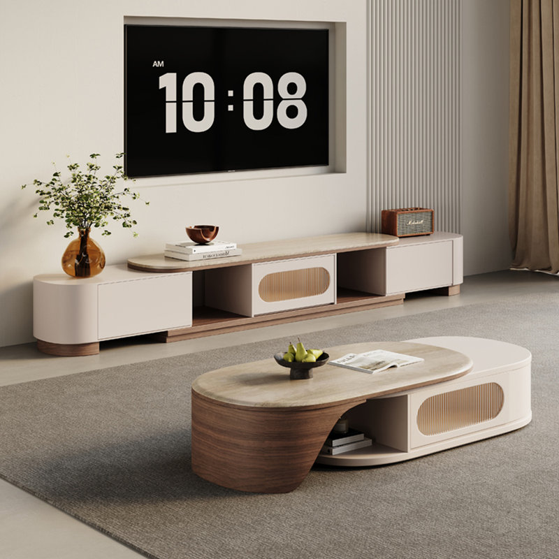 Ensemble de meuble télé moderne avec table basse télescopique