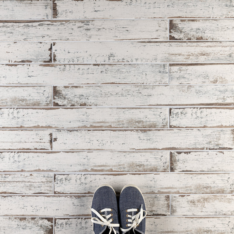 Retro 3" x 24" Porcelain Wood Look Wall & Floor Tile, White