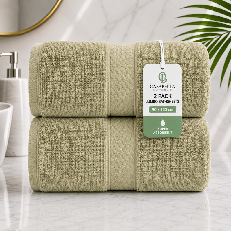 Daynna Jumbo Bath Sheet, Smoke Green