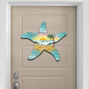 Décoration murale porte-cintre de plage décorative en bois étoile de mer