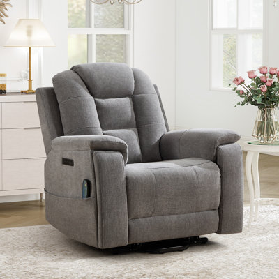 38.98" Wide Chenille Power Lift Assist Recliner With 8-Point Massage & Lumbar Heat USB/Type-C Ports & And Dual Hidden Cup Holders