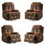 Fauteuil inclinable pivotant brun de 38 po avec massage et chaleur à 8 points, porte-gobelets, port USB, capacité de 350 lb-531550912