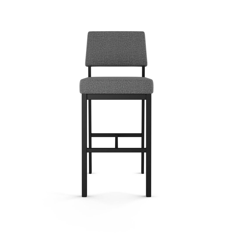 Amisco Avery Counter & Bar Stool, Counter Stool (26.25" Seat Height), Gray Fabric, Black