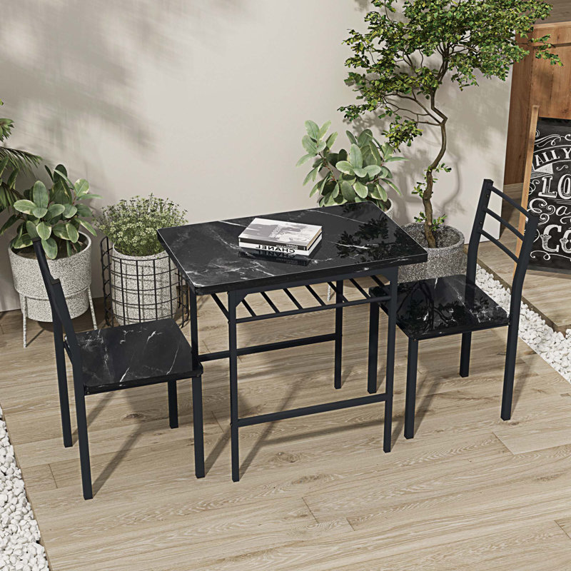 2 - Person Four Leg Dining Set, Black, Black