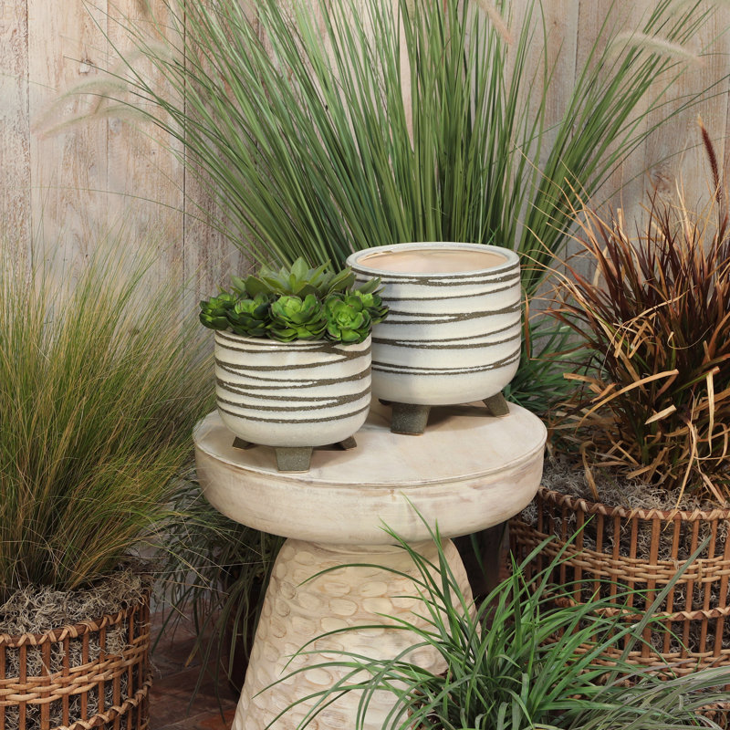Ensemble de pots à fleurs en céramique à motif pour une décoration intérieure et extérieure élégante