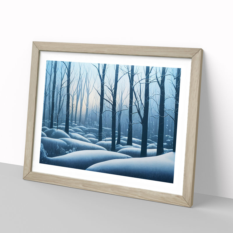 Joyful Winter Forest - Framed Print, 25cm H x 34cm W x 2cm D, Oak