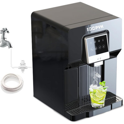 Soopyk Countertop Bottleless Water Dispenser Ice Maker with Water Line Ice Cubes 18 lbs in 24 hrs