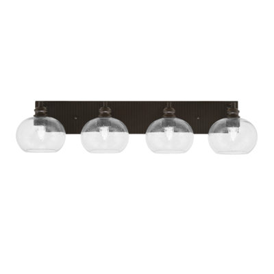 Barre d'éclairage de salle de bain 4 lumières Edge avec verre à bulles transparent 7 po