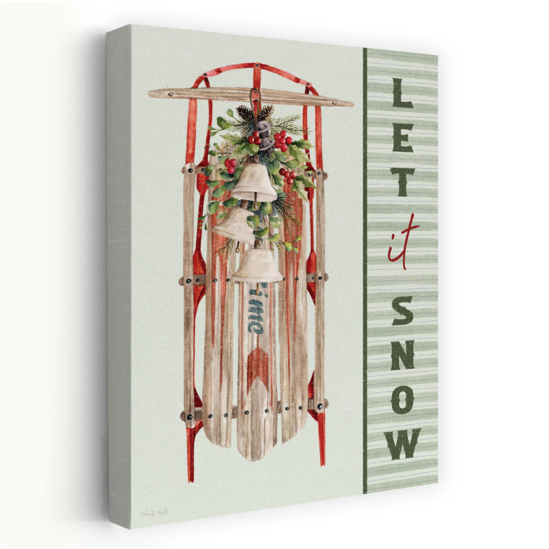 Let It Snow Sled by Cindy Jacobs - Wrapped Canvas Print, 60.96cm H x 40.64cm W