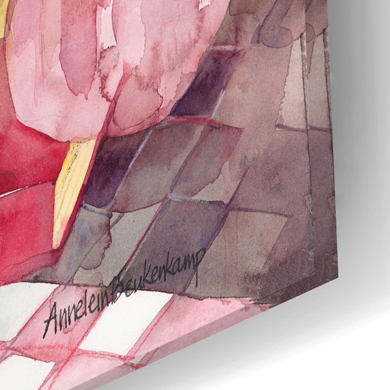 «Red Amaryllis» par Annelein Beukenkamp, art mural en verre acrylique, H 16 po x l 24 po x P 0,2 po