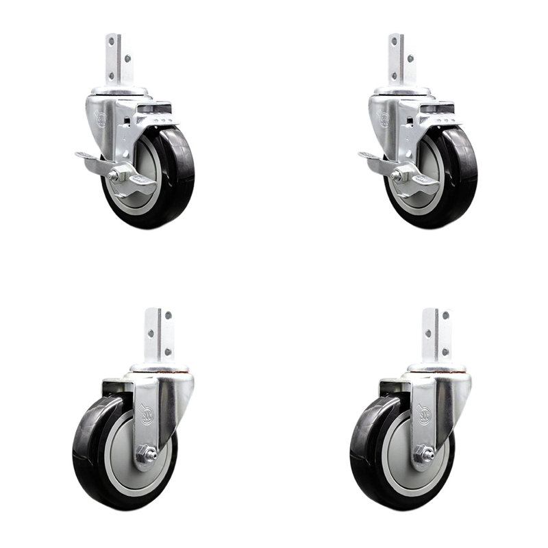 4 Piece Polyurethane Caster Set, Black