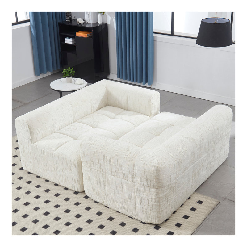 Canapé en chenille, canapé-lit modulaire minimaliste pour le salon, Beige