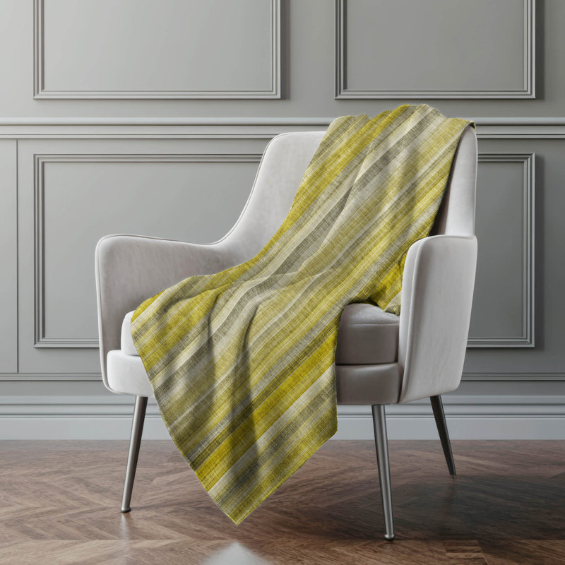 Addison Machine Washable Sherpa Striped Throw Blanket, Gold
