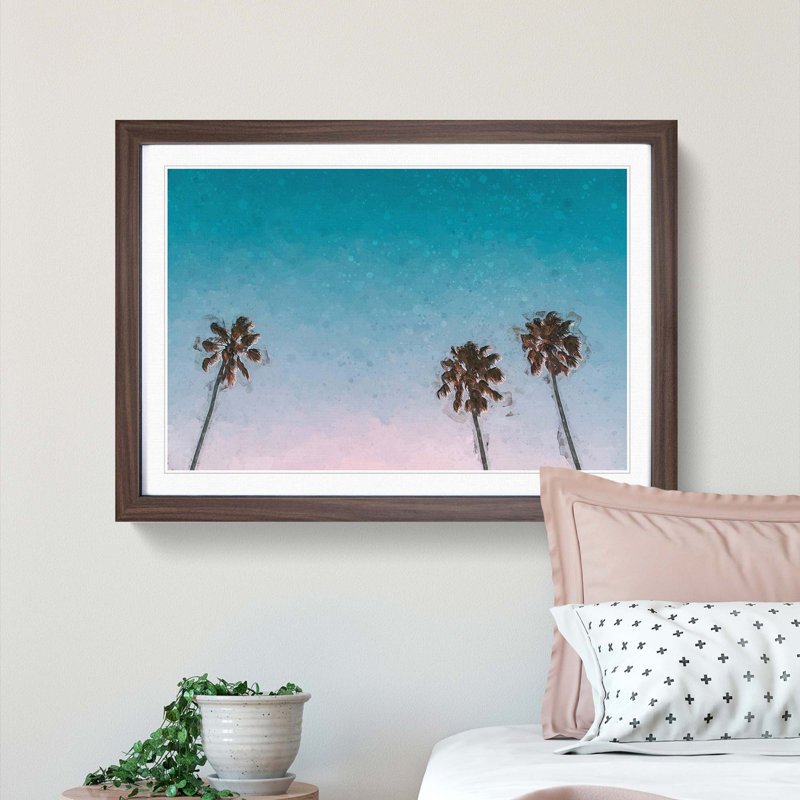 Palm Trees in Sydney Australia in Abstract - Picture Frame Graphic Art Print, Walnut Framed, 36cm H x 48cm W x 2cm D