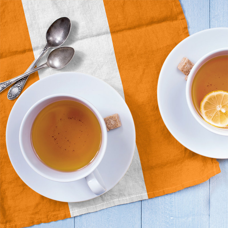 Stripe Tea Towel Kitchen Towel, Poly Twill, Orange Football
