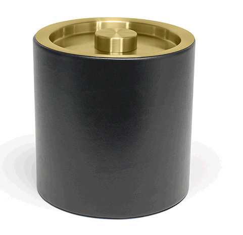 Seau rond à glace rond 2 qt London, H 7,25 po x l 5,75 po x P 5,75 po, Noir / Laiton mat
