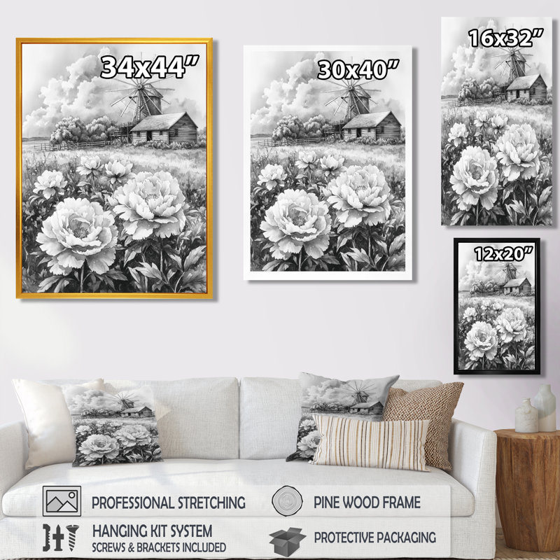 Ginnie - impressions murales florales, Noir, noir, noir, noir, H 20 po x l 12 po, Reproduction encadrée d'une seule photo