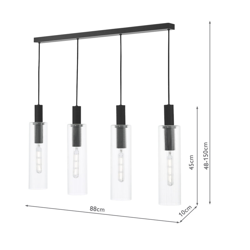 Courtund 4 - Light Pendant, Satin Black, Clear