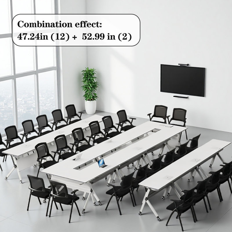 Ensemble de table de conférence et de formation mobile et pliable, H 29,53 po x L 47,24 po x l 19,69 po