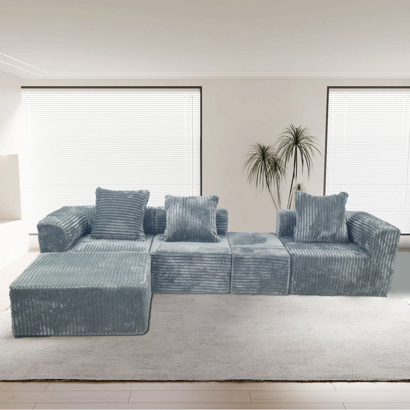 Canapé modulaire convertible convertible, Gris clair