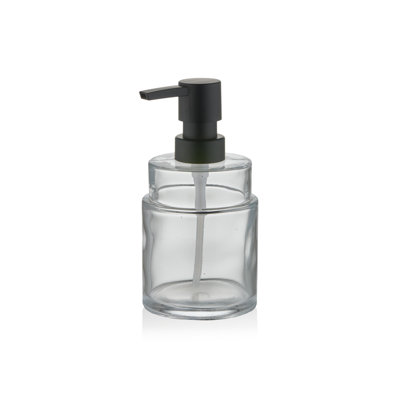 Elegant Glass Soap Dispenser, 3.5 x 3.5 x 5.9 Inches | 100% Transparent Glass, Durable & Stylish Design | Perfect for Bathroom or Kitchen Counter, Easy Pump Action for Convenient Use