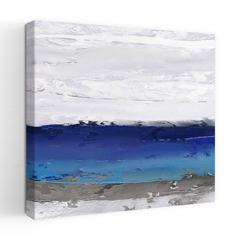 Art contemporain contemporain, paysage de plage abstrait, H 18 po x l 18 po