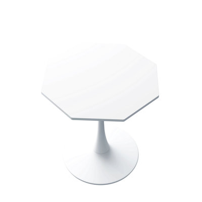 Table basse octogonale moderne 31,50 "avec plateau en MDF, base en métal, pour salle à manger, cuisine, salon, blanc