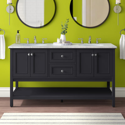 Bonsai 60'' Double Bathroom Vanity with Carrara Marble Top