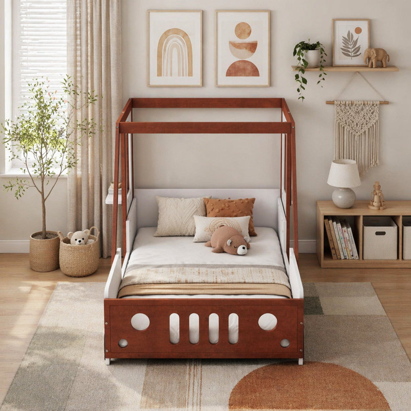 Twin Size Car-Shaped Kids Platform Bed