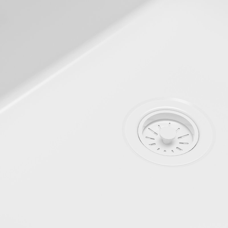 Karran 30" Single Bowl Panel Front Farmhouse Fireclay Kitchen Sink with Reversible Apron Front, White