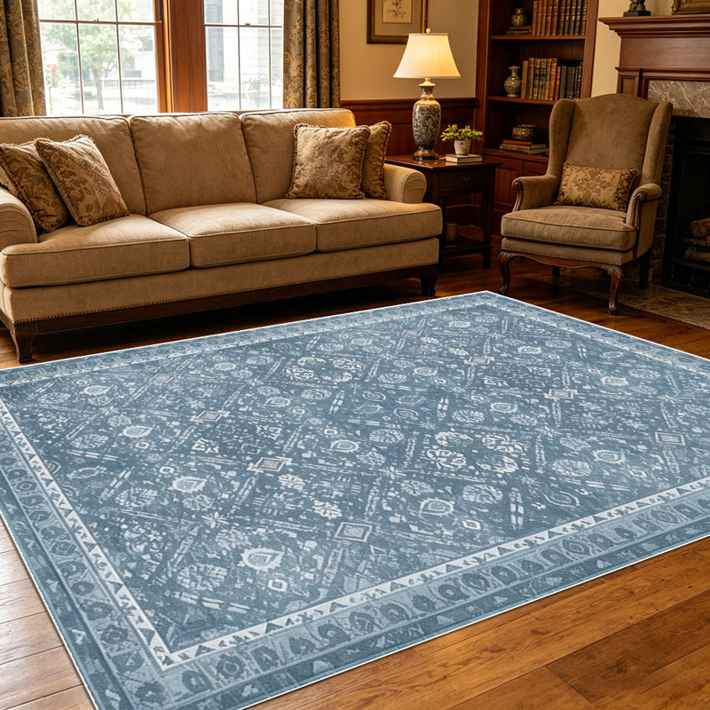 1PC Vintage Distressed Bohemian Geometric area rugs for Living Room, Soft and Comfortable, Suitable for all seasons, easy-to-maintain, machine washable Indoor floor mat, Under Table Farmhouse suitable for dining room, bedroom, kitchen, entryway,