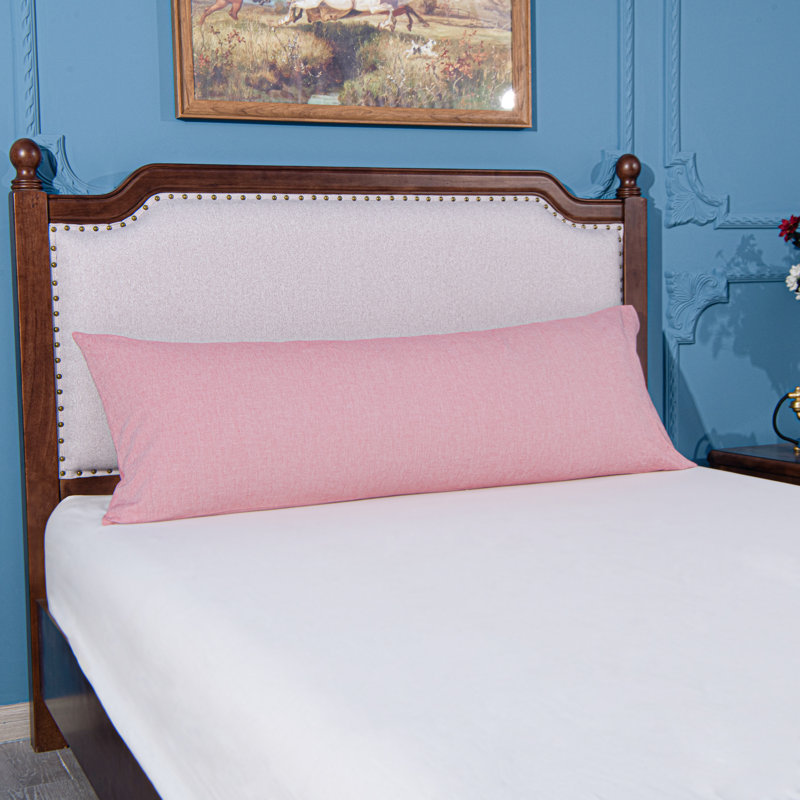 Washed Cotton Body Pillow Cover, Breathable Envelope Pillowcase, 20x54 Inches - NTBAY, Pink