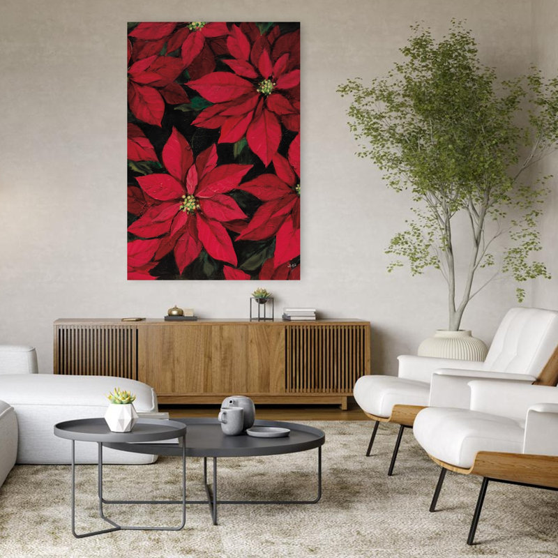 Art de fleur poinsettia de Noël I, H 48 po x l 32 po
