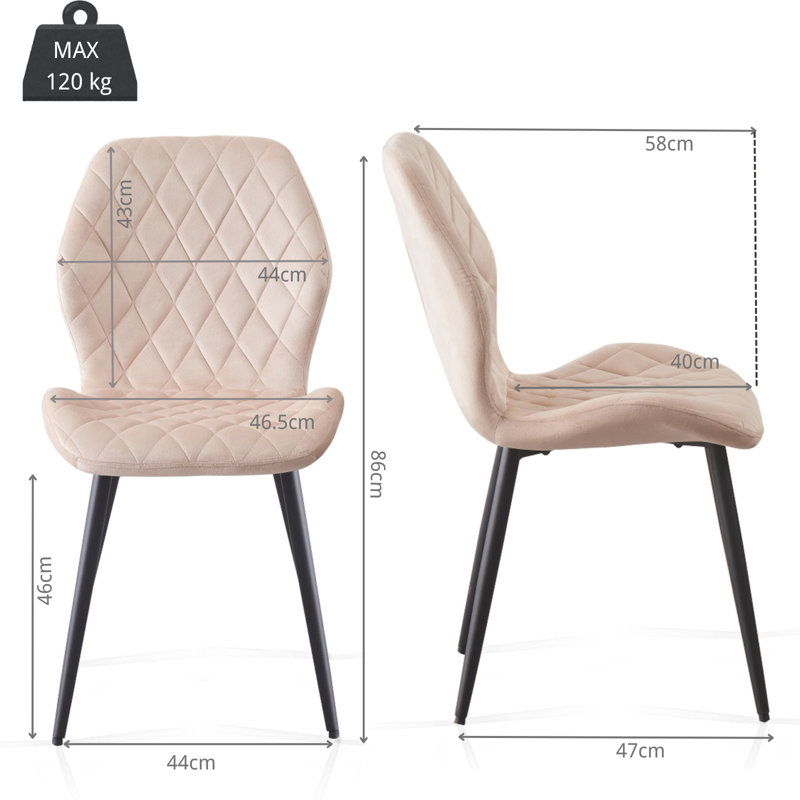 Stansky Upholstered Velvet Dining Chairs, Champagne