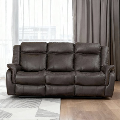 78.35'' Faux Leather Sofa: Manual Recline & Drop - Down Table For Ultimate Living Room Comfort