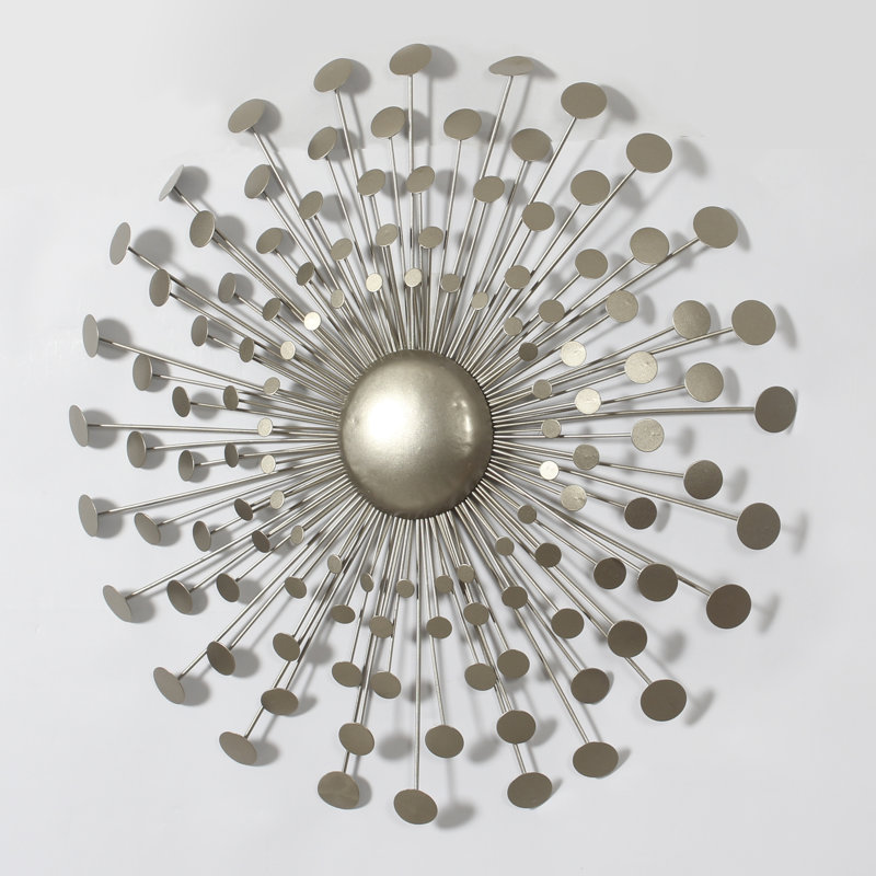 Décoration murale Sunburst, Argent, H 24 po x l 24 po x P 2 po