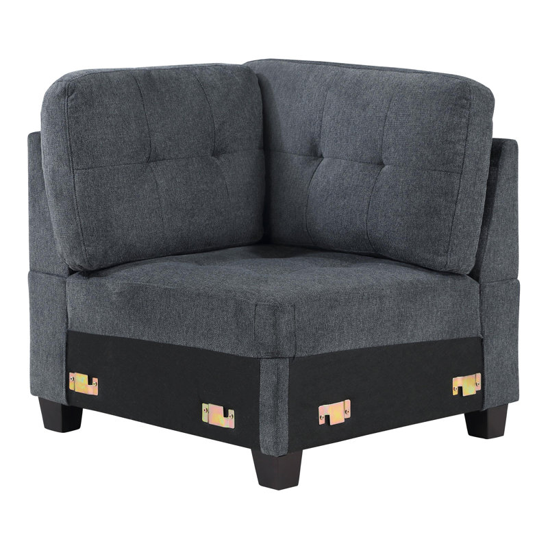 Chaise d'angle rembourrée en acier, Tissu gris