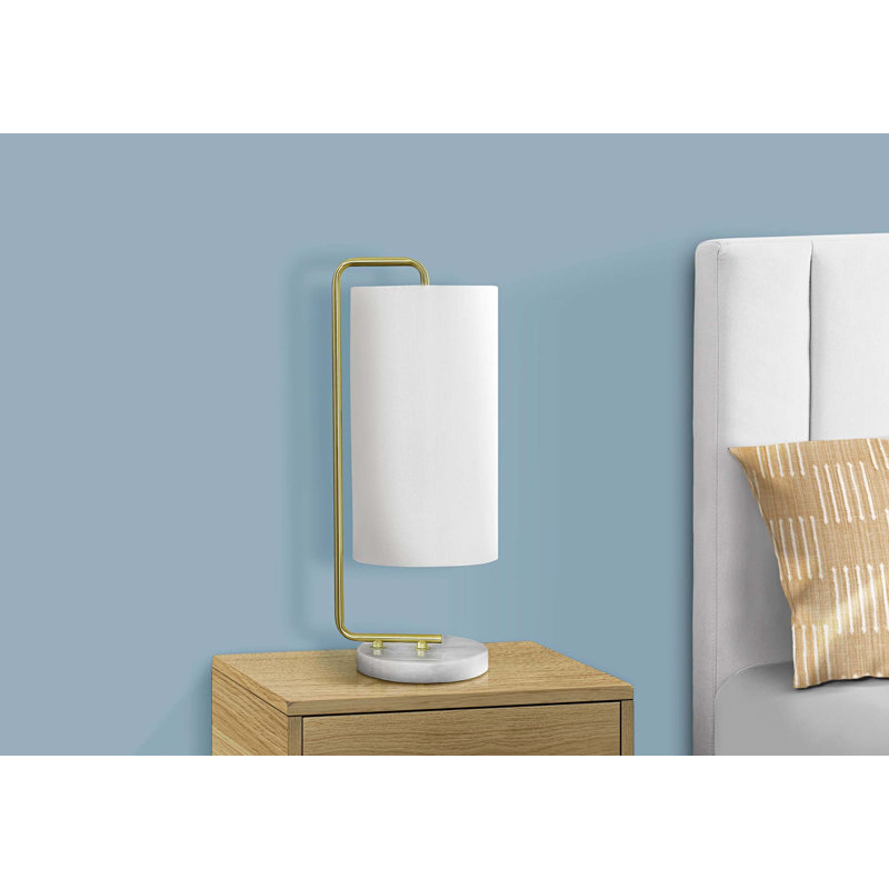 Lighting, 20 po, lampe de table, marbre blanc, abat-jour ivoire / crème, contemporain