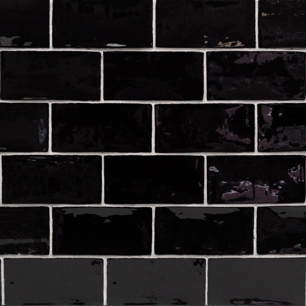 Barcelona 3" x 6" Ceramic Subway Wall Tile, Black