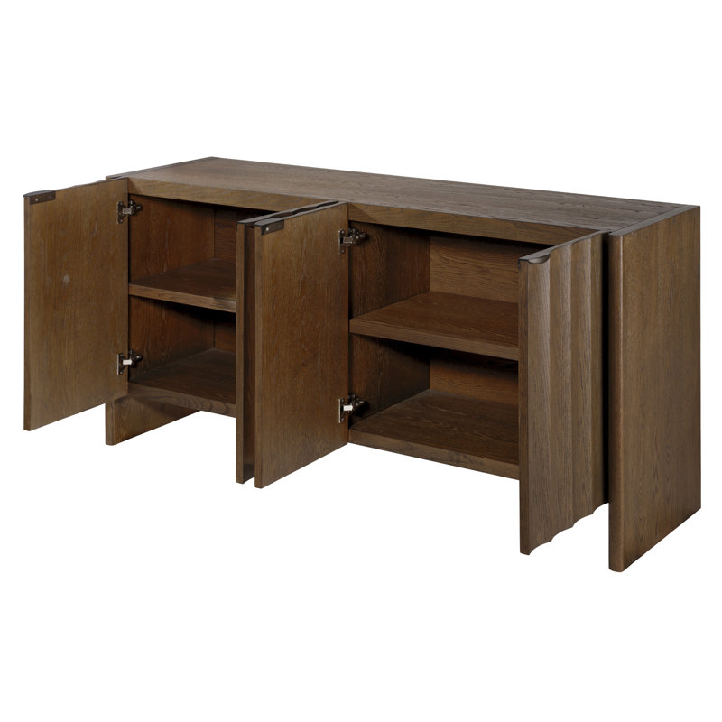 Finley Solid Wood Storage Cabinet, Brown Sugar Oak