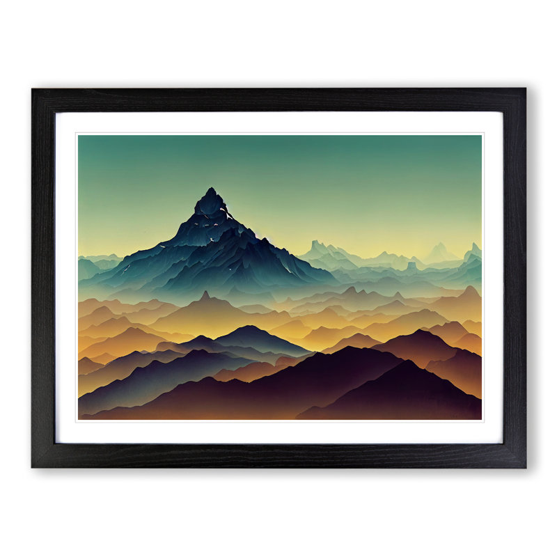 Captivating Mountain Landscape - Single Picture Frame Print, Black, 25cm H x 34cm W x 2cm D