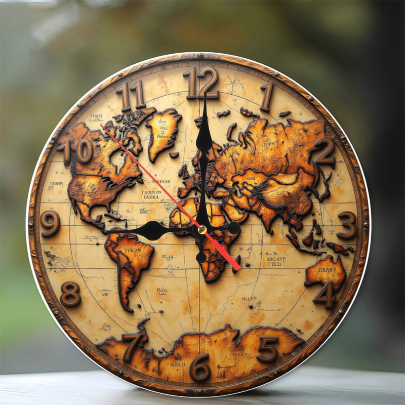 Horloge murale carte du monde