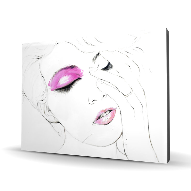 Maquillage rose | Toile femme figurative pour décoration chic