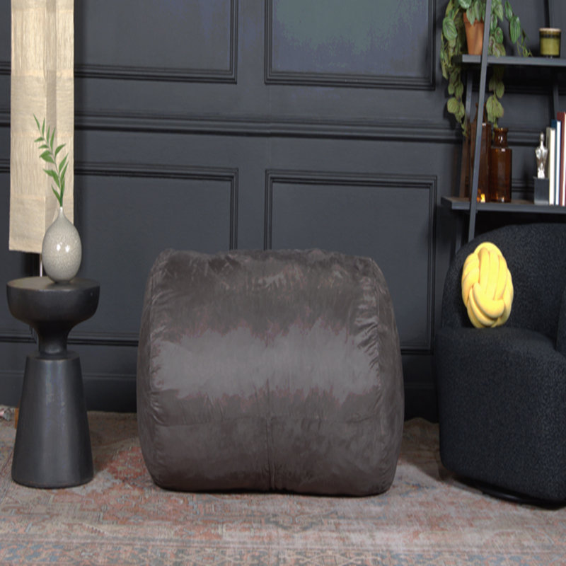 Fauteuil à billes cylindrique en suède de 4 pieds, gris anthracite