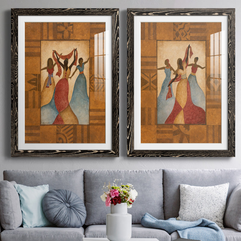 Rhythme - ensemble de 2 peintures encadrées, H 44 po x l 31 po x P 1 po, Cadre noir