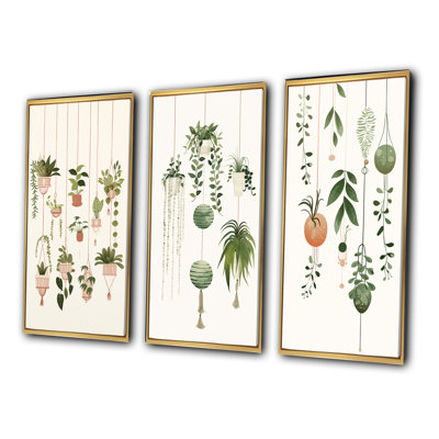 «Botanical Bliss Joyful Hanging Boho Houseplants», 3 pièces sur toile